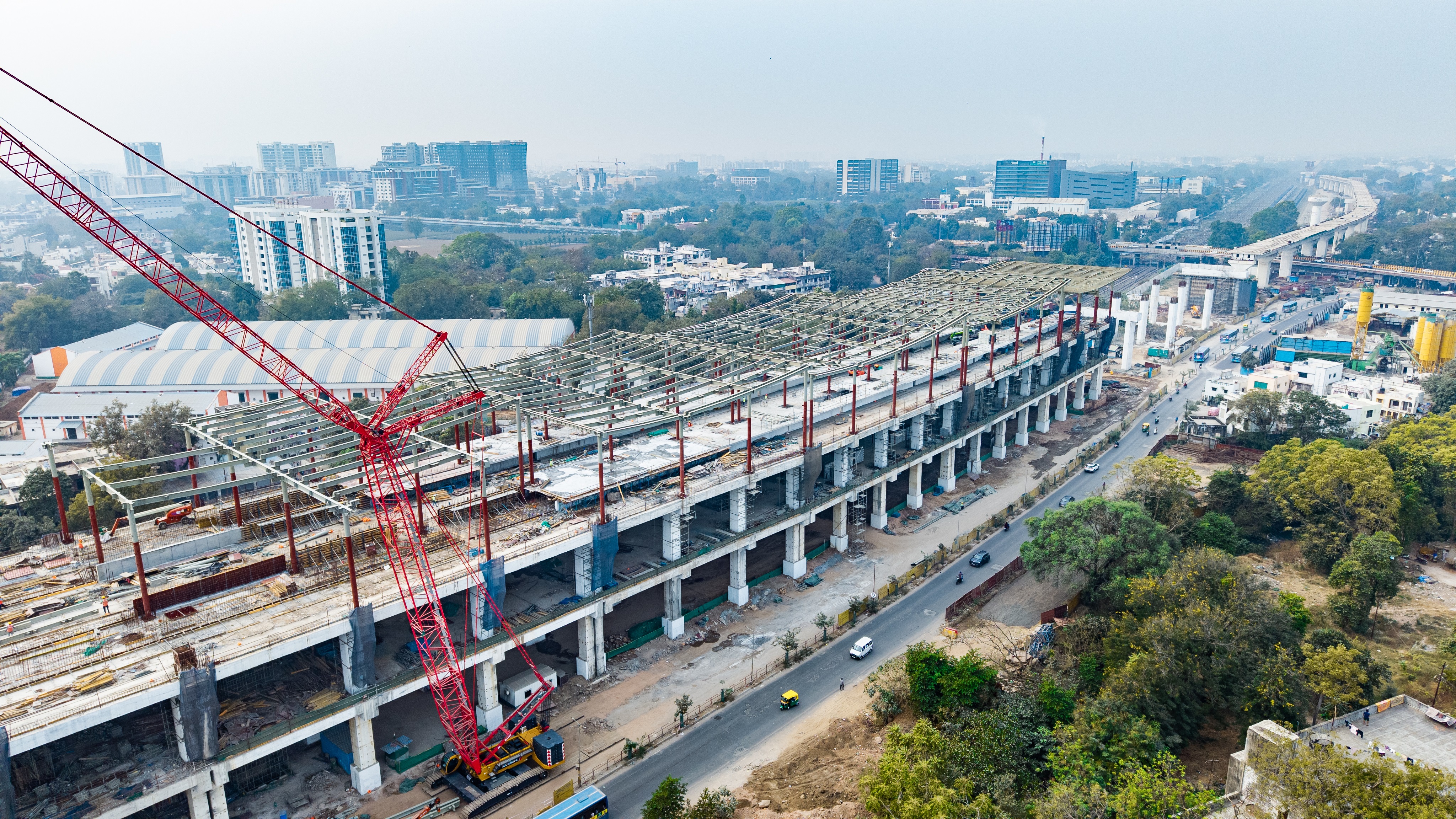 Work in progress at Vadodara Bullet Train station in Gujarat